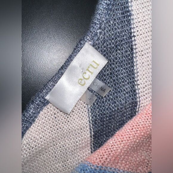 ECRU Striped 100% Linen V-Neck SleevelessTop Size Large EUC - Picture 4 of 8